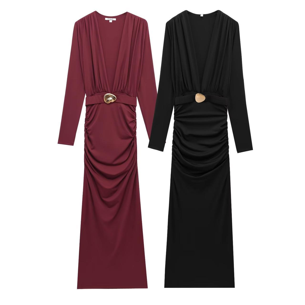 Claira Buttoned Applique Belt Dress